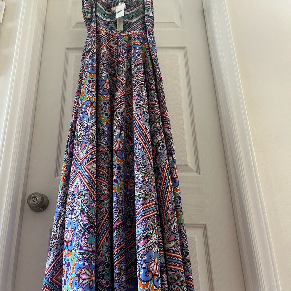 NWT Masters Multicolor Geometric Boho Maxi Dress - Picture 7 of 12